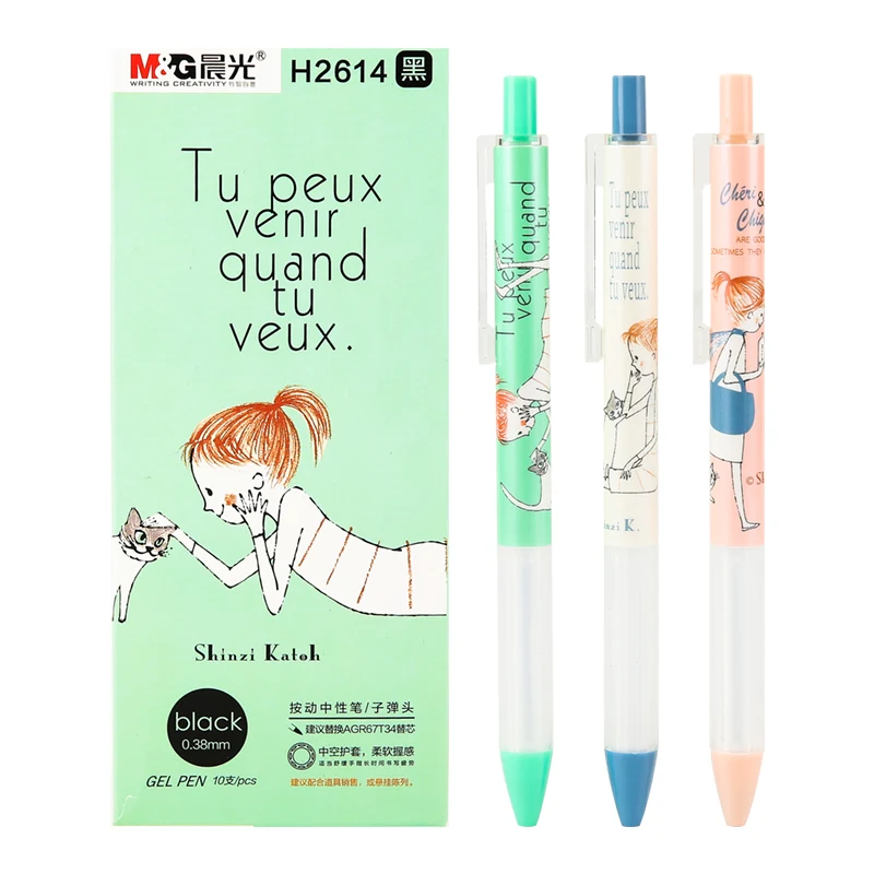 

Gel-Ink Pen 0.38mm black ink cheri series kawaii stationary click type 2pcs/lot