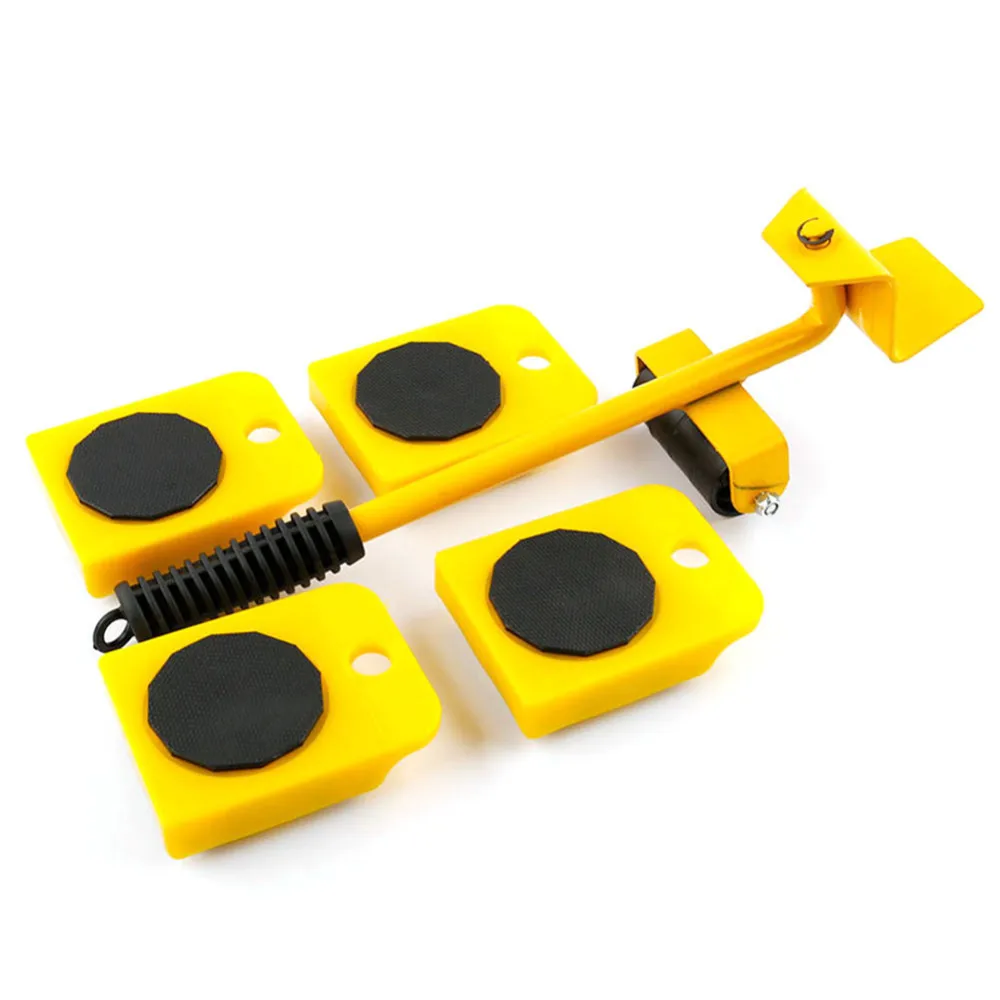 Инструмент для перемещения мебели, домашний подъемник на колесиках, 4 колесных колесиков+ 1 колесико для тяжелой транспортировки, набор инструментов для мебели - Цвет: Yellow