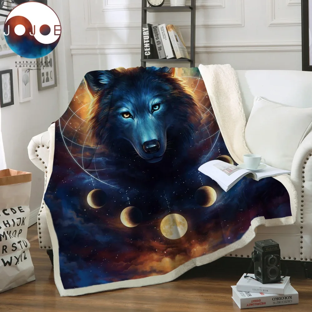 Dream Catcher by JoJoesArt Wolf Velvet Plush Sofa Blanket Moon Eclipse