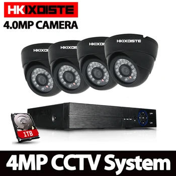 

4MP 4CH Security AHD DVR CCTV System 4.0MP Outdoor Indoor Surveillance IR Night Vision AHD Dome Camera System