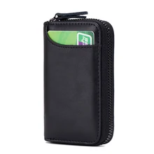 Чехол для ключей из натуральной воловьей кожи, брелок для ключей, мужская молния брелок-кошелек, дизайнерский Карманный ID, кредитный зажим для карт, держатель, 7 колец