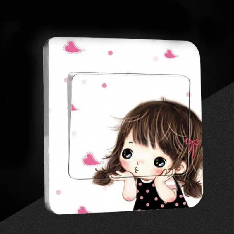 

4 pcs Light Switch Stickers Cute girl wall sticker Home Decoration Accessories Border Tiles For Bathrooms Kids Room