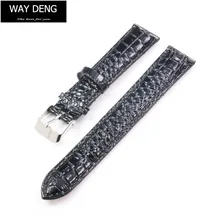 Way deng-женские и мужские черные часы из крокодиловой кожи с узором из искусственной кожи ремешок 18/20 мм серебристая пряжка ремешок для часов-Y154
