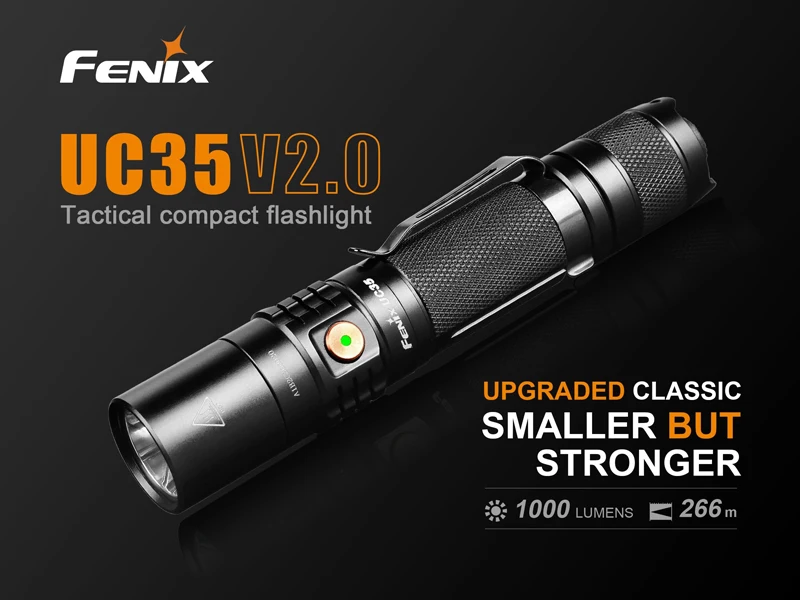 Micro USB Перезаряжаемый FENIX UC35 V2.0 светодиодный тактический компактный фонарь 1000 люмен с литий-ионным аккумулятором 3500 мАч