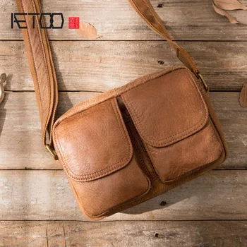 

AETOO Men's Bag Shoulder Messenger Bag New Leather Messenger Pouch Leisure Coffer First Layer Cowhide Bag men bag