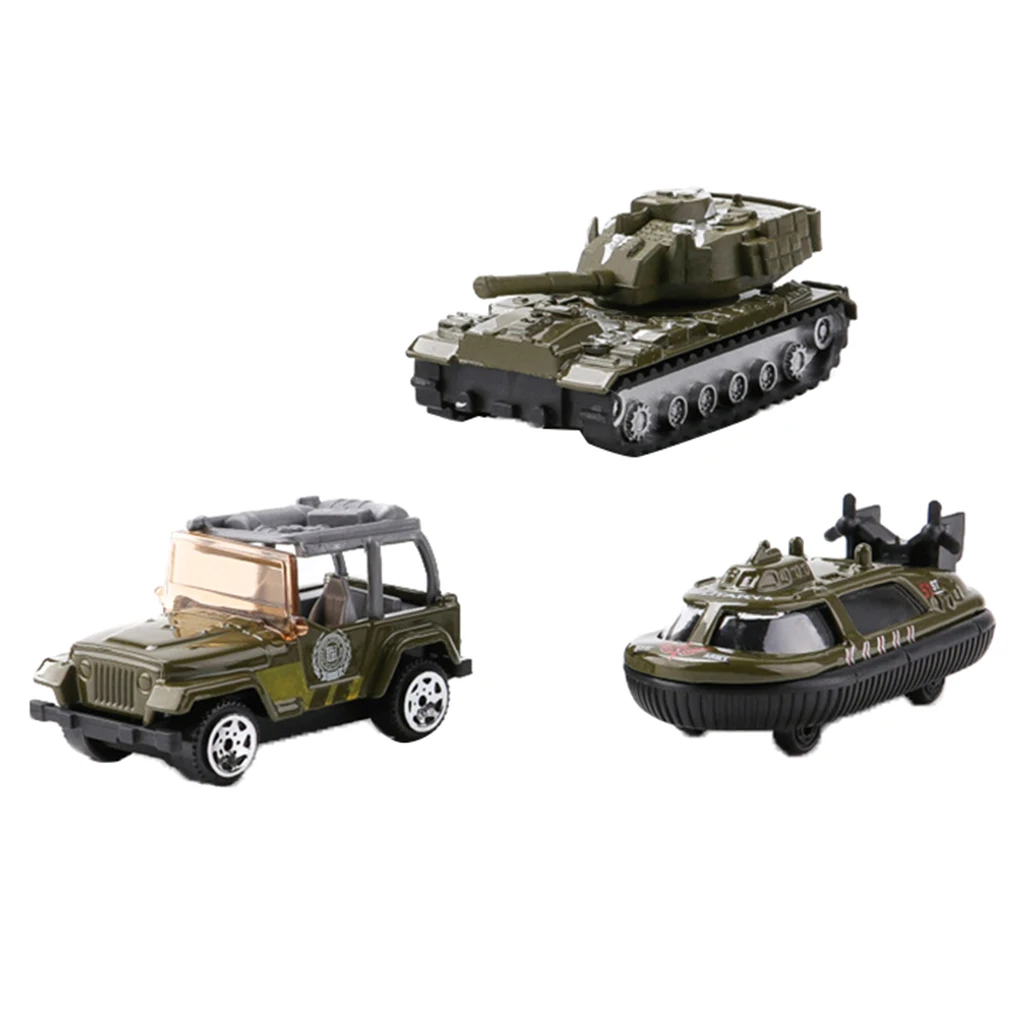 3pcs Jeep Car Police Car Submarine Military Model Toy Soldier Army Men Accessories