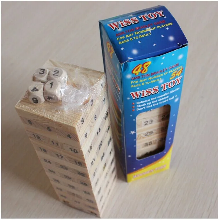 2017 TOP Sales high quality 3D Wood wooden Jenga Stacking Game 54 Brain Teaser Puzzle font