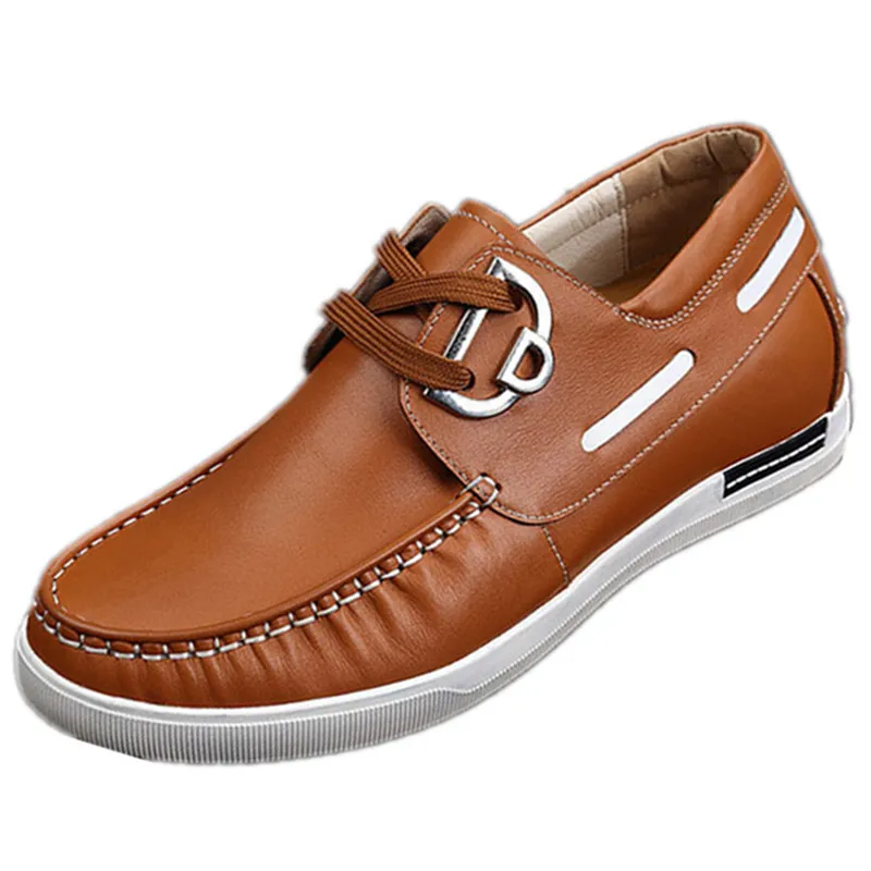 

Casual Genuine Leather Height Incresing Men's Invisible Elevator Shoes With Higher Insole Total Get Taller 6 cm for Walking