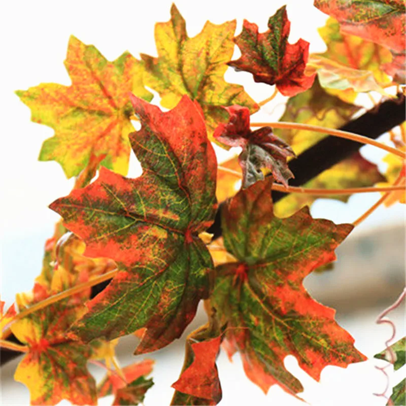 Декоративные искусственные цветы осень кленовый лист гирлянда шелк длинная лоза Свадебные украшения сада