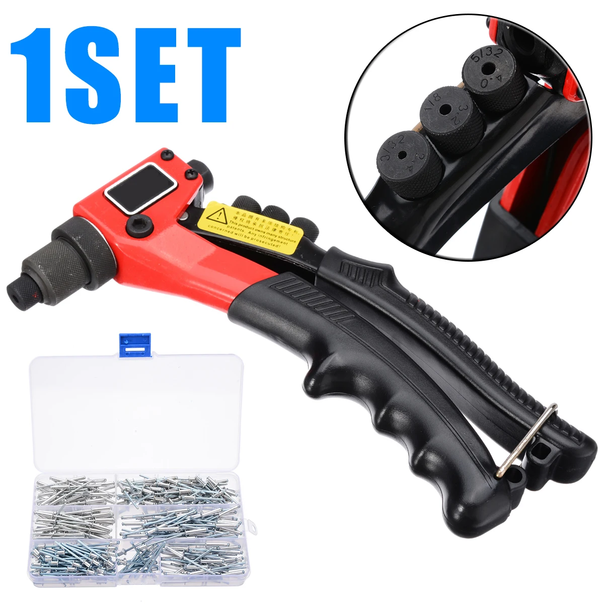 

Manual Rivet Heavy Duty Hand Tool Kit Hand Riveter Gun Plier + 320pcs 4 Sizes Blind Rivets Repairing Tools with Plastic Box