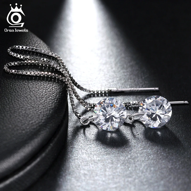ORSA JEWELS Женские Висячие серьги с AAA класс CZ идеальная полировка качества Висячие серьги ювелирные изделия OE04