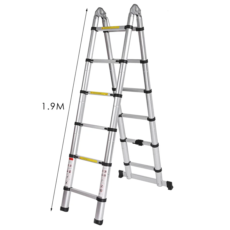 Ancheer 3.8M Multi-Purpose Aluminium Telescopic Ladder Extension Extendable Folding Ladder Extension Home Outdoor Ladder