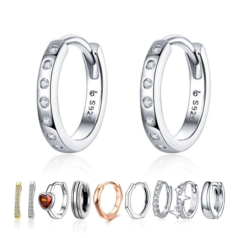 BAMOER серьги-кольца для женщин, трендовые стильные 925 пробы серебряные минималистичные простые серьги-обручи, серебряные антиаллергенные модные ювелирные изделия