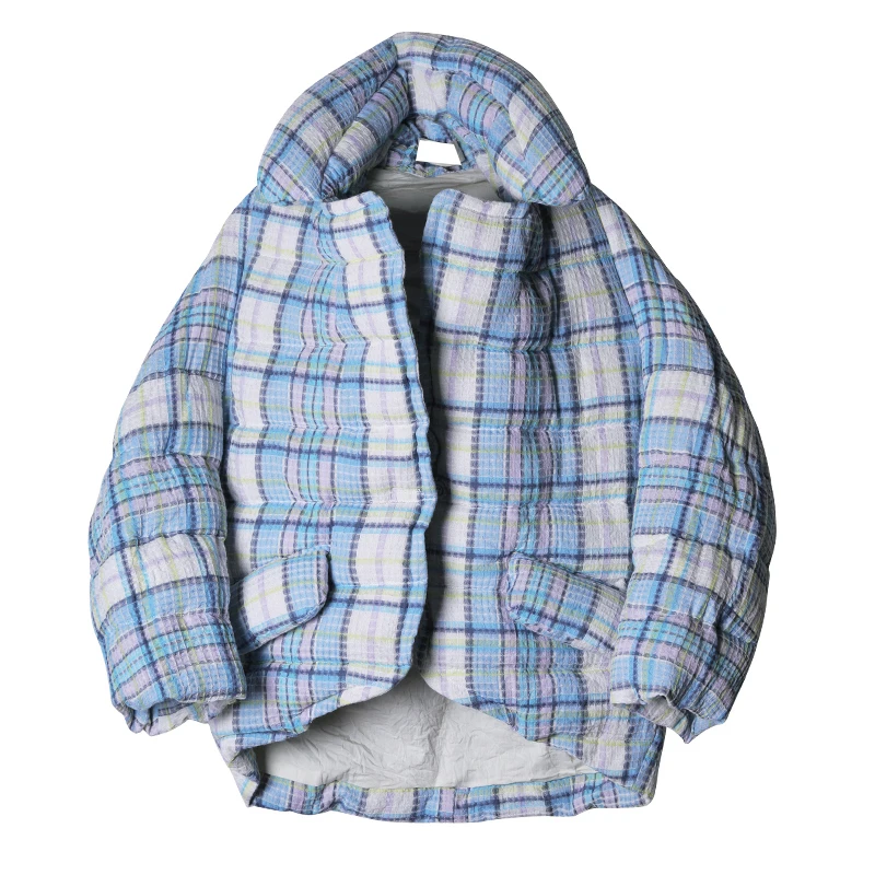 Vers Duvet See Nouveau Dll1144 Hiver Blanc Corée Bouton Manteau Couvert Manches Femmes Mode Plein Le Long Canard 2018 De Occasionnels Bas hg Plaid Picture 4Tw8qq
