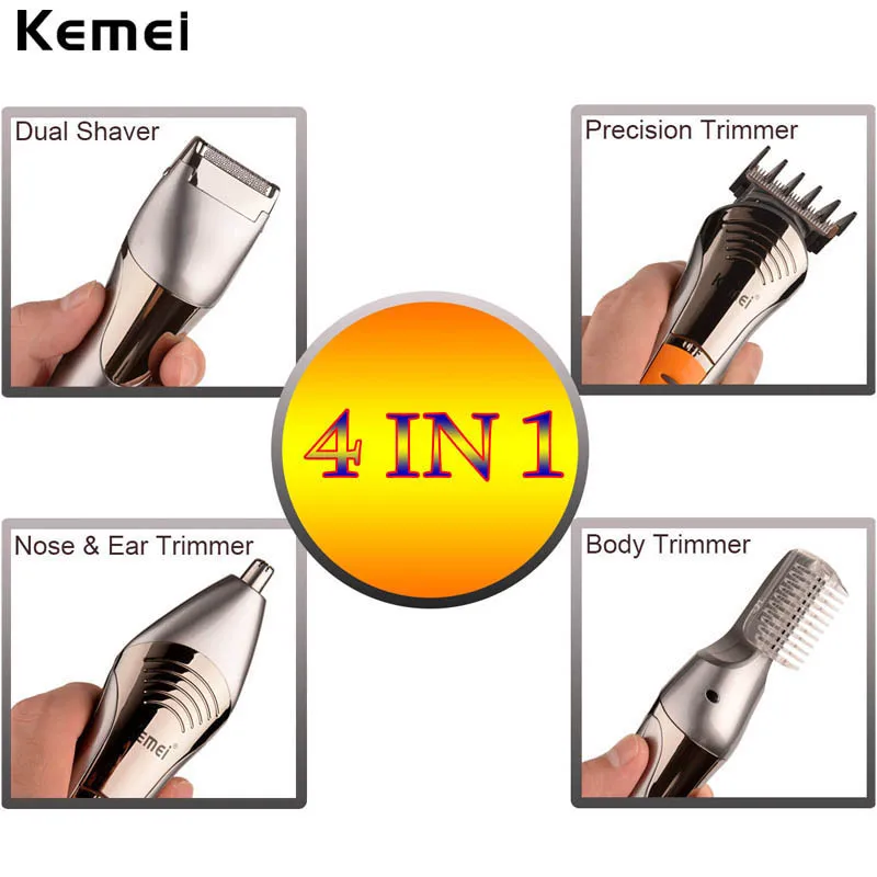 

Kemei Multifunction Professional Rechargeable Electric Hair Clipper Kit Nose Ear Body Hair Trimmer Adjustable Haircut S4849