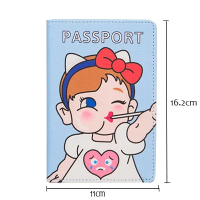 Cutee детский бренд pu кожаный держатель для паспорта для девочки на обложке для паспорта для путешествий, Женский держатель для карт, ручка, держатель для билетов - Цвет: Небесно-голубой
