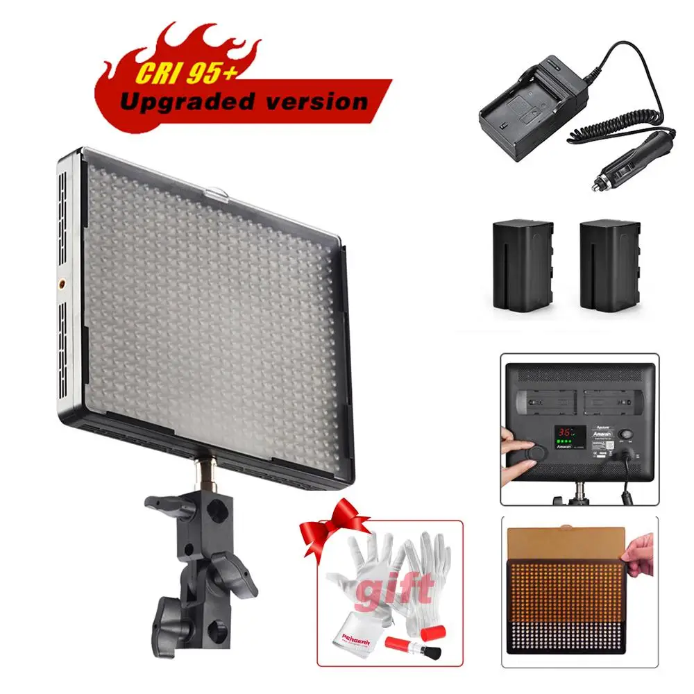 

w/ 2 Extra Batteries Aputure Amaran AL-528W LED Video Light Camera Photo Light CIR 95+ 528pcs LED + Car Charger + Gift Kit