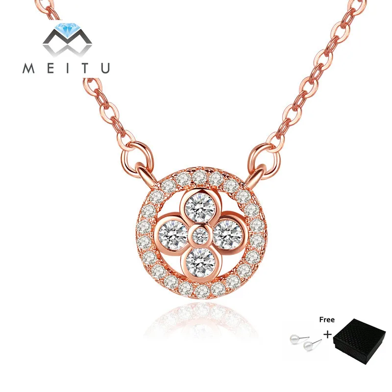 

Roun four leaf S925 elk Sterling Silver Necklace For good friend birthday gift Women Antler Pendants Jewelry Accessories N-125