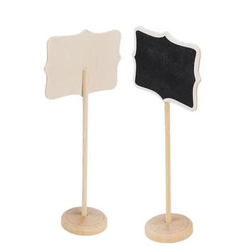 

5PCS Wood Mini Chalkboard Blackboard Card Holder Wooden Place Table Number for School Event Office Decoration