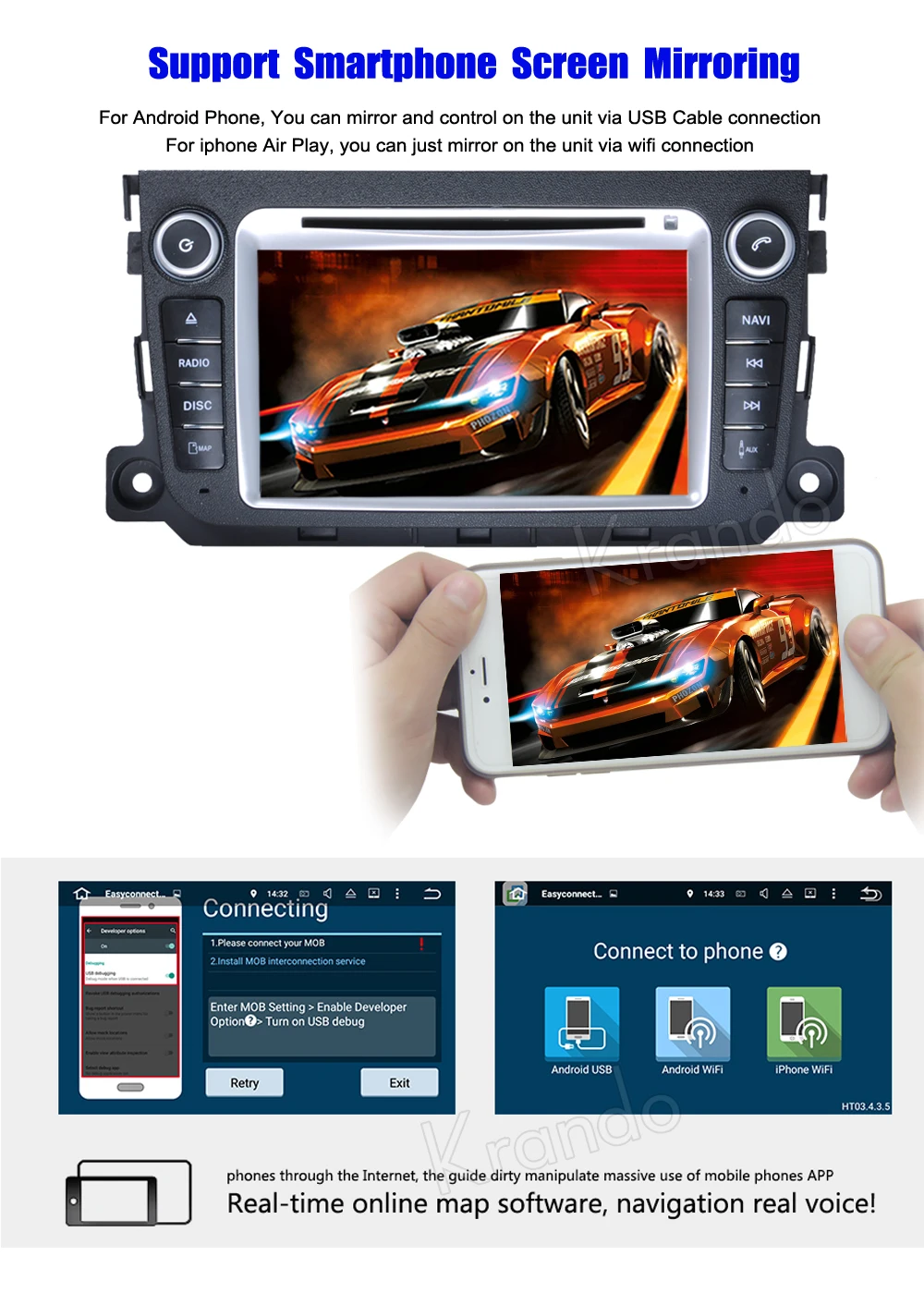 Sale Krando Android 9.0 car radio for benz smart fortwo 2010 2011 2012 2013 2014 car multimedia android dvd gps navigation system 4