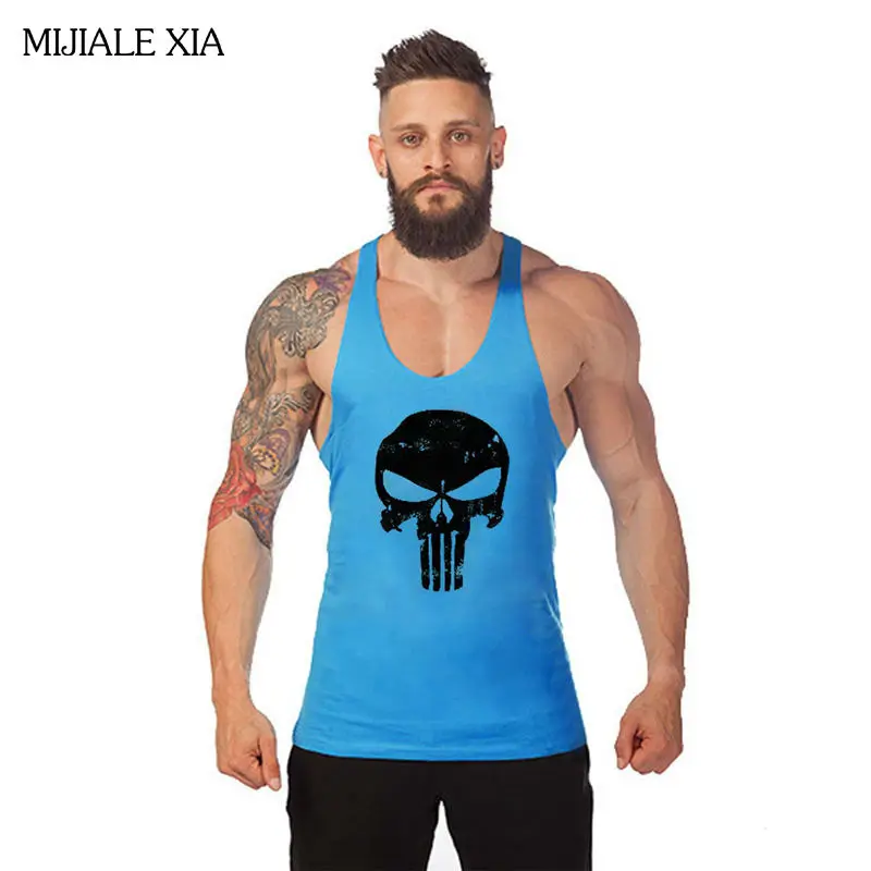 New Arrival Mens Tank Tops Shirt Bodybuilding Muscle fitness breathable waistcoat Printed skulls Man Undershirt Clothing