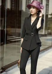 Форменные стили Формальные женские деловые костюмы с 2 шт. брюки-карандаш и куртки пальто для дам офисные брючные костюмы Блейзер наборы