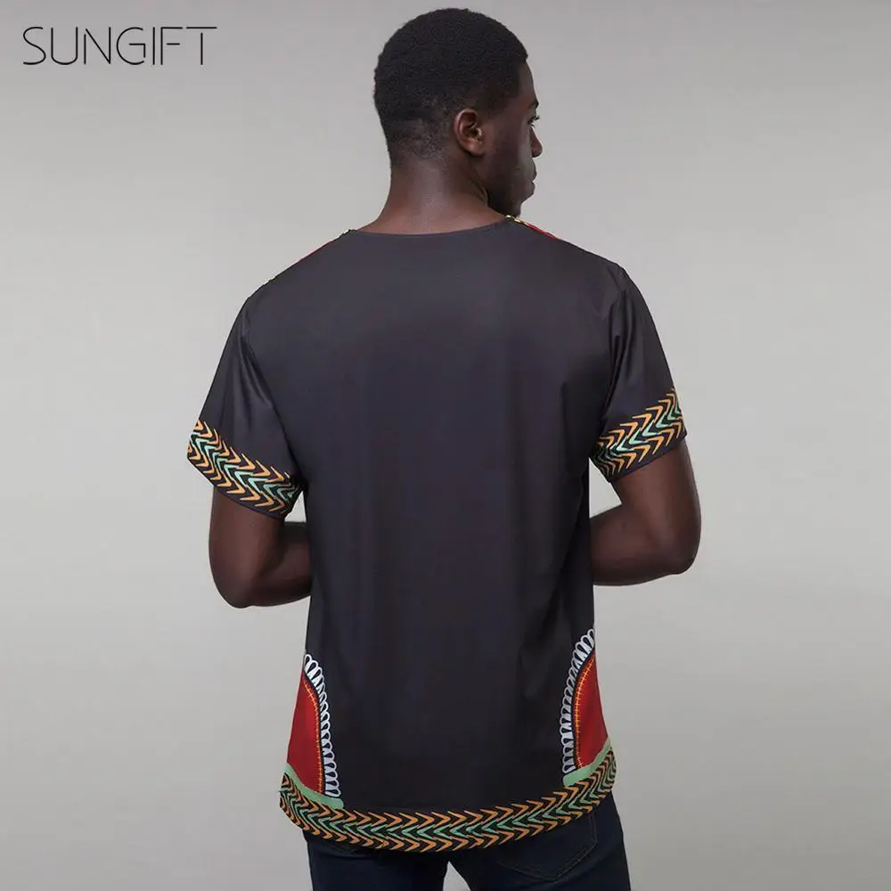 SUNGIFT африканская Мужская футболка с круглым вырезом Дашики короткий рукав