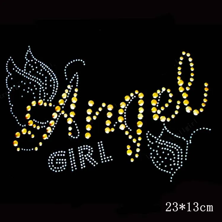 

10PCS Angel Design Hotfix Rhinestone Heat Transfer Design Iron On Rhinestone Motif Embellishment For garment Shoes Sweater
