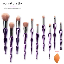 

Romatpretty 10pcs Fashion Purple Professional Cosmetic Makeup Brushes Set Eye Shadow Foundation Powder Make Up Brushes