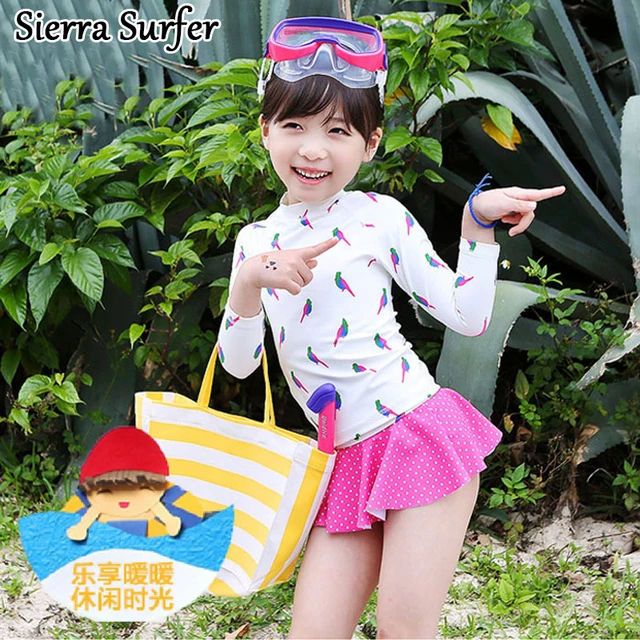 Best Offers Swimsuit For Girl Children Swimwear Girls Bikini Swimming Suits Children'S 2018 Child Long Sleeve Sun Skirt Lint Baby With Suit