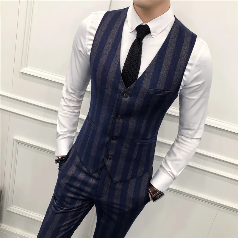 Suit men's suits cultivate one's morality leisure British stripe single ...