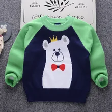 AD/Хлопковые плотные свитера с галстуком и медведем для мальчиков; сезон зима-осень; детский пуловер; теплая верхняя одежда; детская одежда