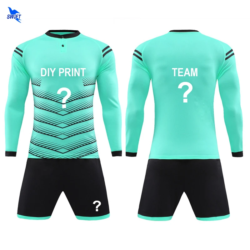 

NEW Customize Printing Long Sleeve Soccer Sets Men Boys Kids Football Jerseys Kit Team Sports Training Suits Goalkeeper Uniforms