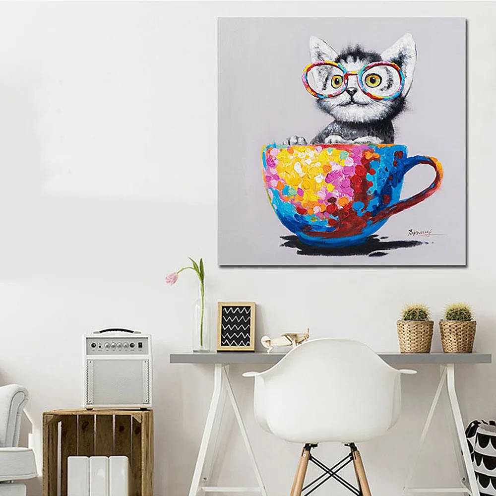 

DIY Coloring Picture By NumbersHD Printed Frameless Cat Canvas Painting Wall Art Pictures Decor for Home Living Room Bedroom