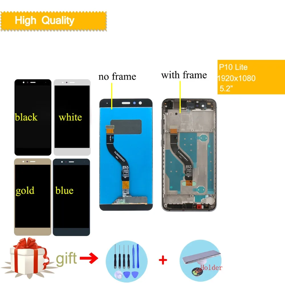 

ORIGINAL For Huawei P10 Lite LCD Display Touch Screen Digitizer LCD With Frame P10Lite Screen WAS LX2J LX2 LX1A L03T LX3 LCD