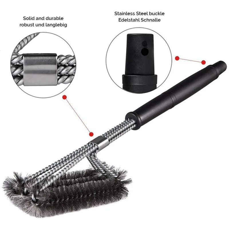 Wire Grill Cleaning Brush Stainless Steel Wire Bristles Cleaning Brushes With Handle BBQ Brush Barbecue Cooking Tool Supplies