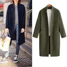 Hodisytian, Зимняя мода, женское длинное шерстяное пальто, элегантное, повседневное, толстый кардиган, одноцветное, женское кашемировое пальто размера плюс 4XL
