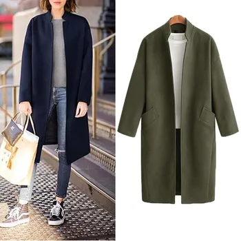 

Hodisytian Winter Fashion Women Long Wool Blends Coat Elegant Casual Thick Cardigan Solid Female Cashmere Overcoat Plus Size 4XL