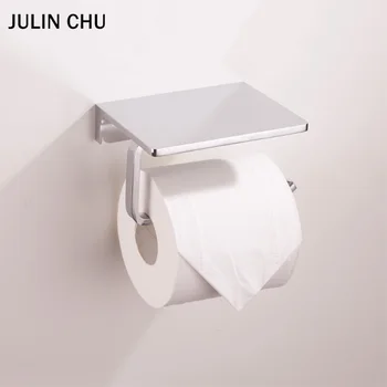 

Chrome Toilet Paper Holder with Shelf Creative Brass WC Paper Towel Shelf Wall Mounted Paper Hanger for Hotel Bathroom Hardware