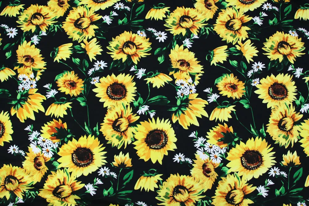 Bx1009 - Bty 1 Yard Cotton Woven Fabric - Floral Print, Autumn Sunflower  Chrysanthemum - Fabric - AliExpress