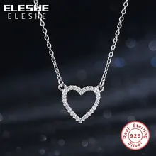 ELESHE otantik % 100% 925 gümüş kolye avusturyalı kristal kalp kolye kolye kadınlar için moda takı hediye