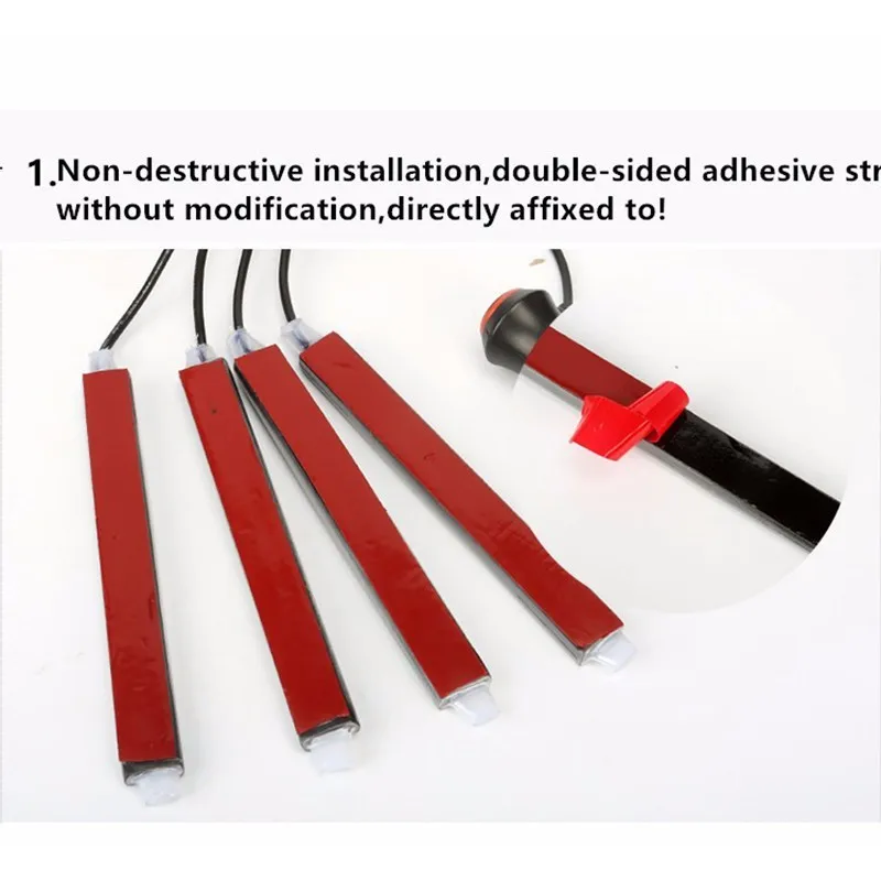 Multi-Color Underdash Lighting Kit - Interior Atmosphere Neon Lights Strip for Car With Wireless IR Remote Charger8