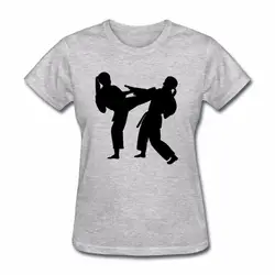 Новинка 2019 года для женщин Футболка Модные Популярные Стиль Женская футболка каратэ 2 обувь для девочек бойцов Логотип Лето жен