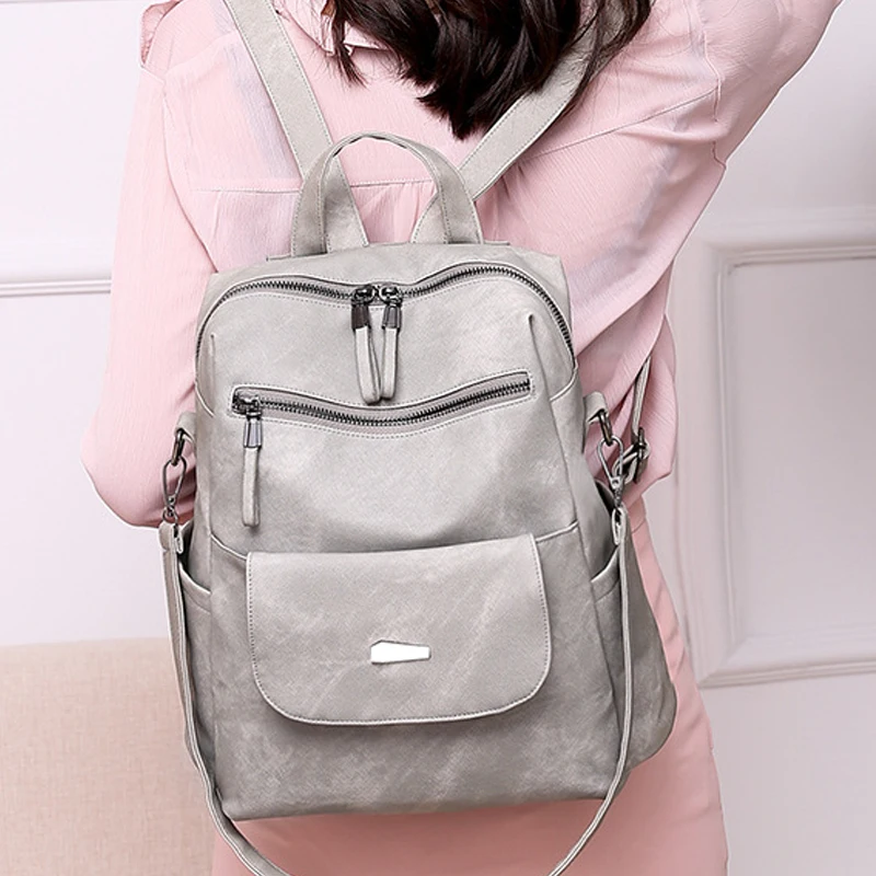 

Vintage Simple Girls Bags Ladies zipper BackpacK Women Backpack Girls Travel Multifunction Backpacks Mochilas feminina B44-08