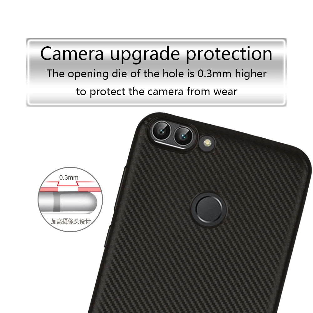 YIESOM For Huawei P Smart Case Carbon Fiber TPU Silicone Soft Case For Huawei P Smart Enjoy 7S Cover P Smart Coque Capa Fundas (5)