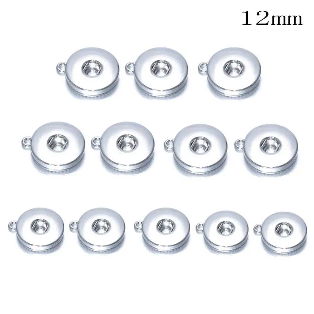 12pcs/lot Basical DIY Snap Button 12mm/18mm Interchangeable Snaps Button Base Charm For Snap Bracelets Necklaces Jewelry Making 