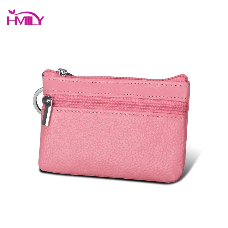 

HMILY Women Coin Pocket Genuine Leather Coin Purse Zipper Coin Pouch Leisure Candy Color Women Key Holder Daily Money Handy Bag