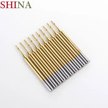 

10x 1/8'' Titanium Milling Cutters N2 Coated Carbide One Single Flute CNC Router Bit tools for wood 1.2mm x6mm high quality