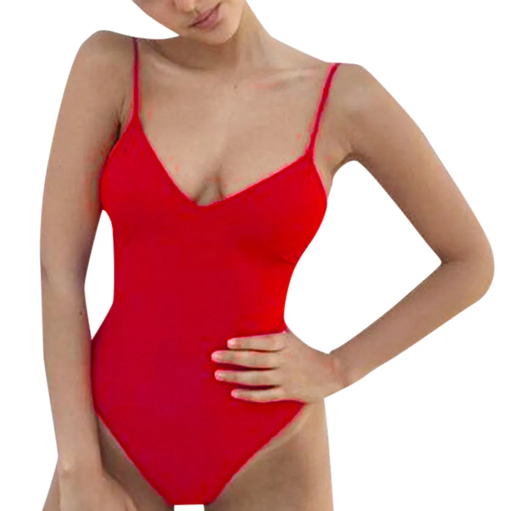 

monokini swimwear bikini push up Women One Piece Swimwear Bodysuit Halter Bandage Bikini Swimwear Swimsuit #XTN