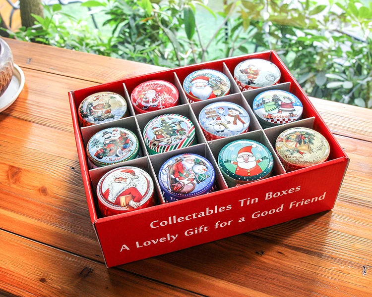 6 шт./лот, Рождественская жестяная коробка, новогодняя подарочная упаковка для детей, коробка для конфет, печенья, печенья, чехол, рождественские украшения для дома